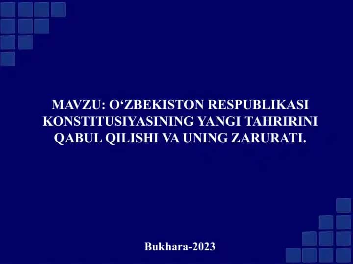 O‘zbekiston Respublikasi Konstitutsiyasining Yangi Tahriri