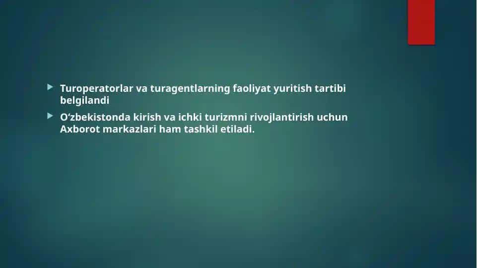 Turoperatorlar va turagentlarning faoliyati