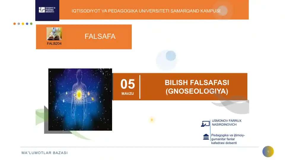 BILISH FALSAFASI (GNOSEOLOGIYA)