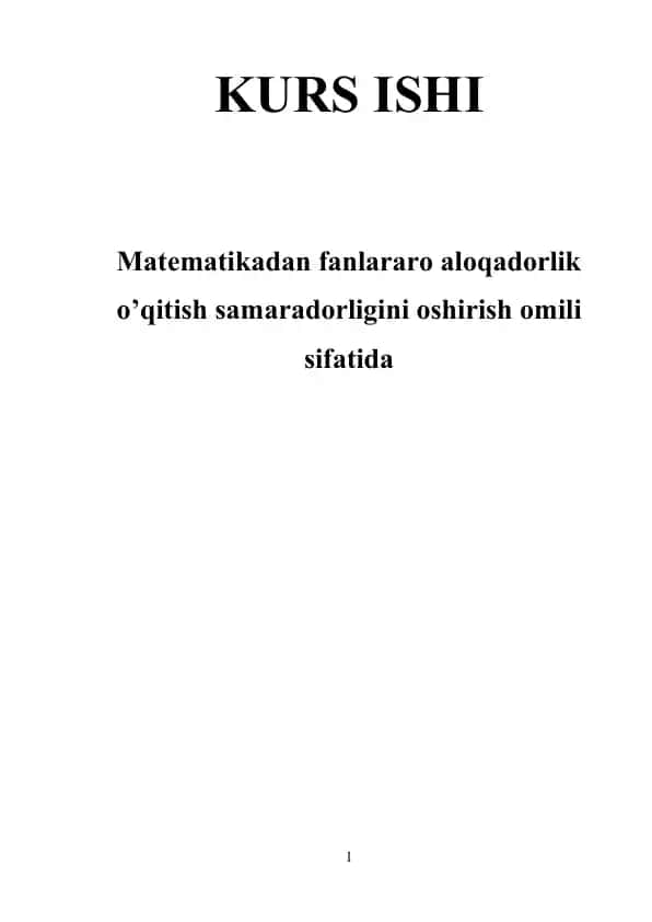 Matematika fanlararo aloqadorlik kursi