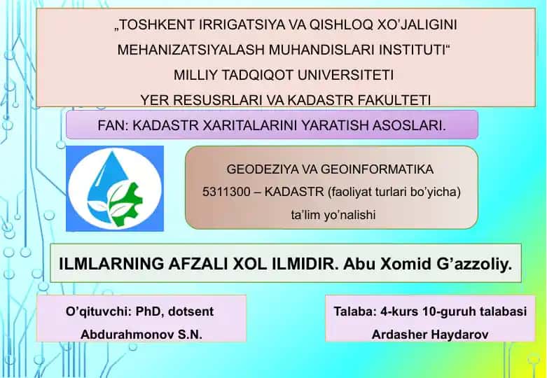 Kadastr Xaritalarini Yaratish Asoslari