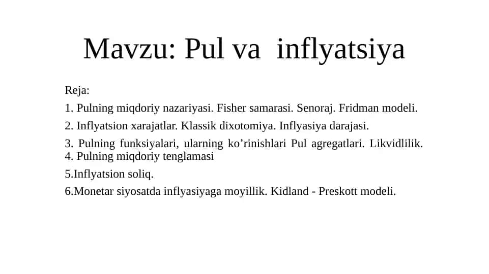 Pul va inflyatsiya