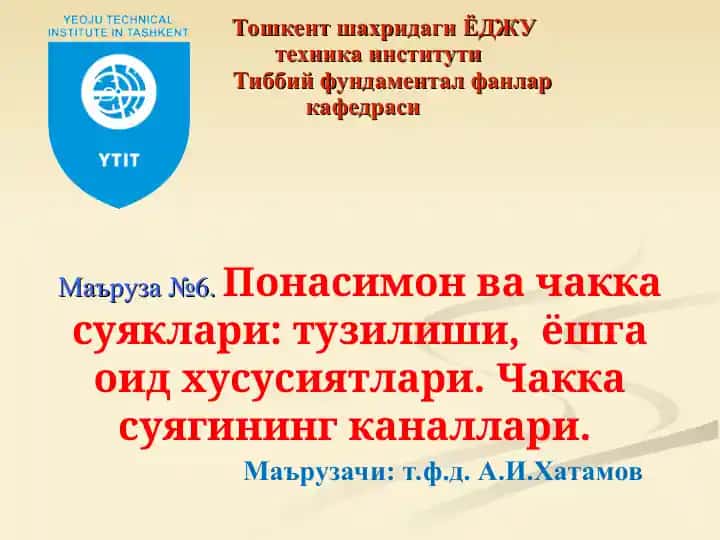 Маъруза №6.Понасимон ва чакка суяклари