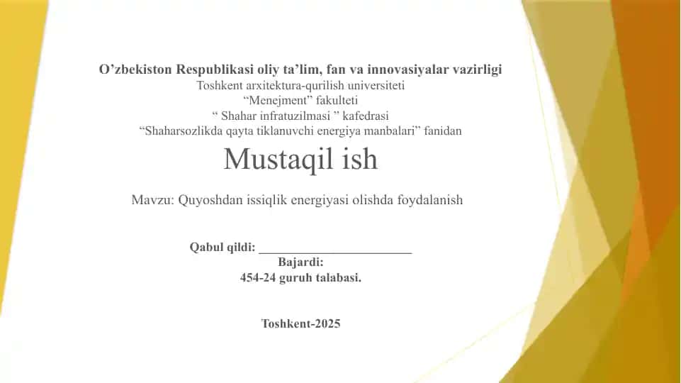 Quyoshdan issiqlik energiyasi olishda foydalanish