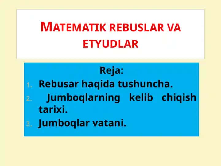 Matematik rebuslar va etyudlar