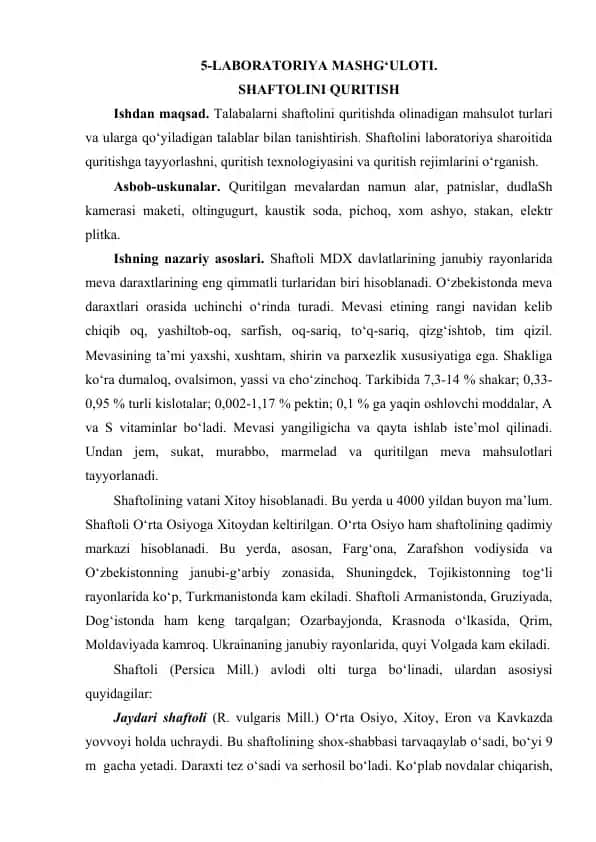 Shaftolini quritish