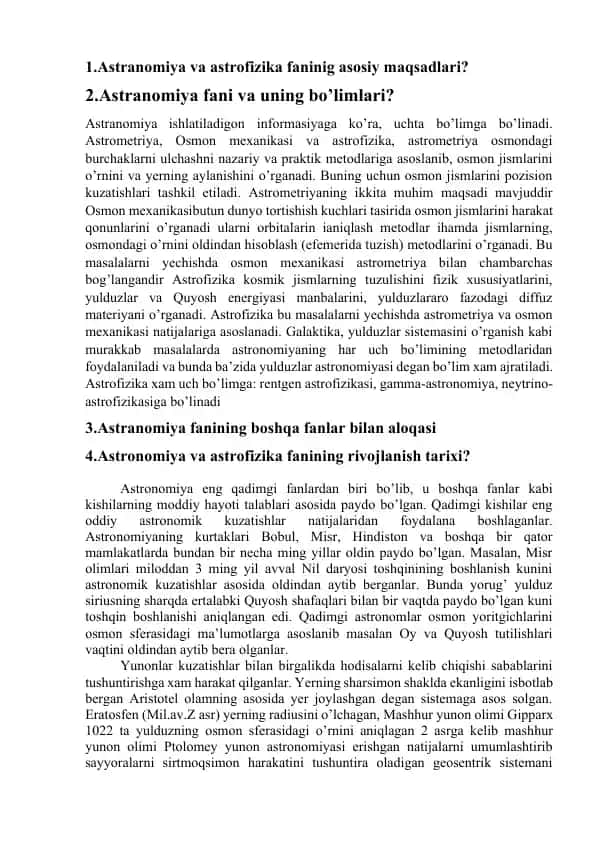 Astronomiya va Astrofizika