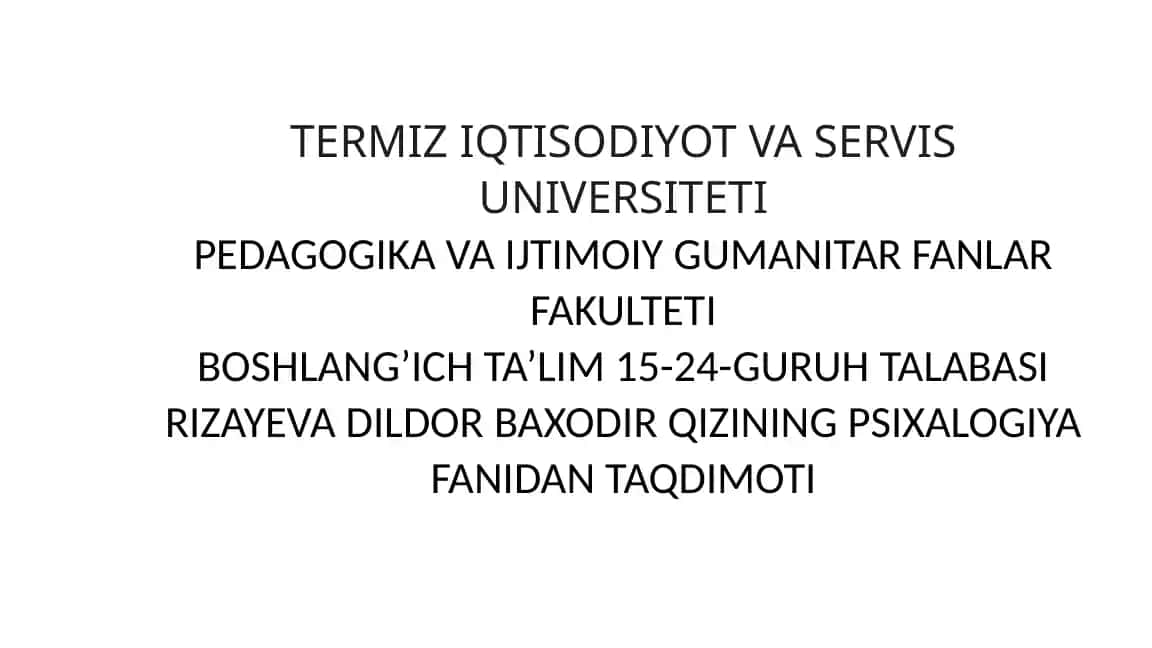 Psixologiya fanining predmeti