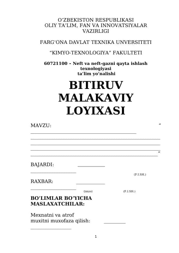 Neft va neft-gazni qayta ishlash texnologiyasi