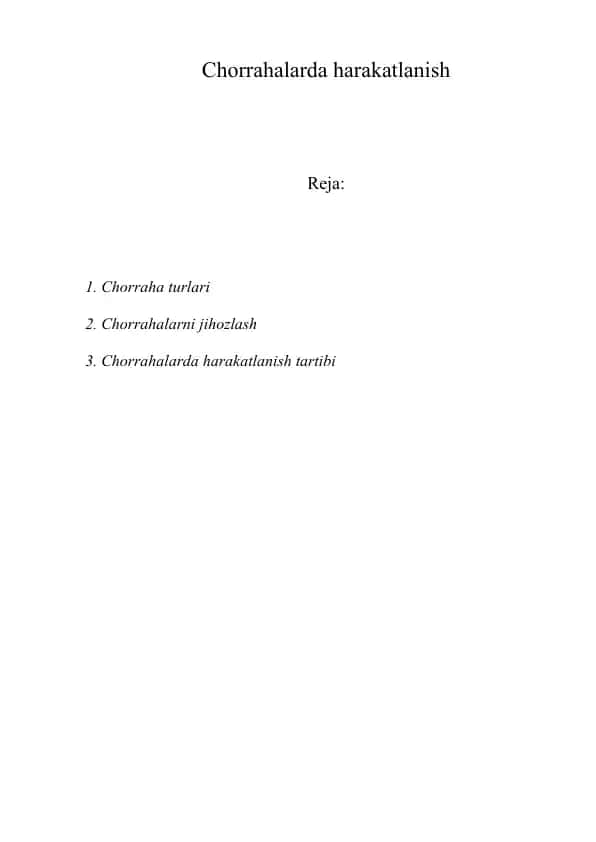Chorrahalarda harakatlanish