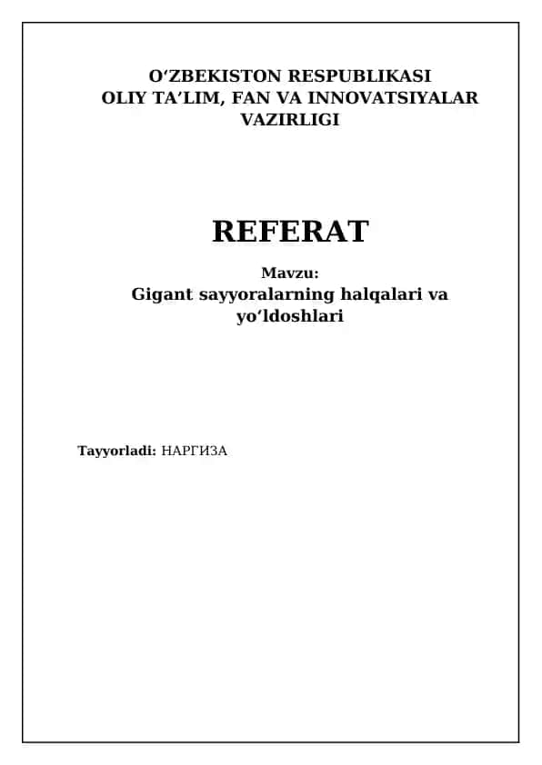 Gigant sayyoralarning halqalari va yoʻldoshlari