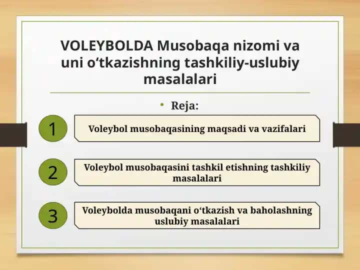 VOLEYBOLDA Musobaqa nizomi va uni o‘tkazishning tashkiliy-uslubiy masalalari