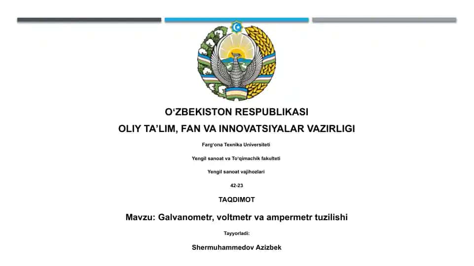 Galvanometr, voltmetr va ampermetr tuzilishi