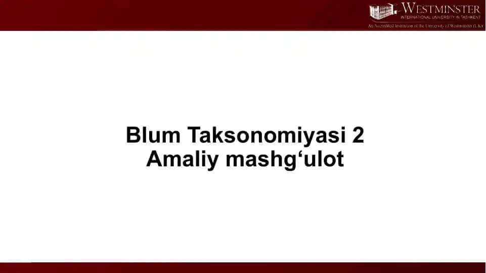 Blum Taksonomiyasi 2