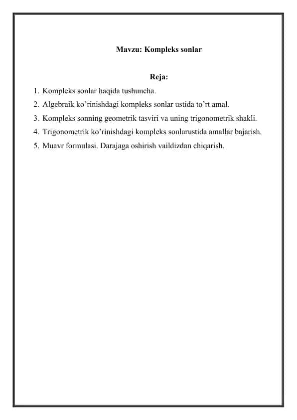 Kompleks sonlar