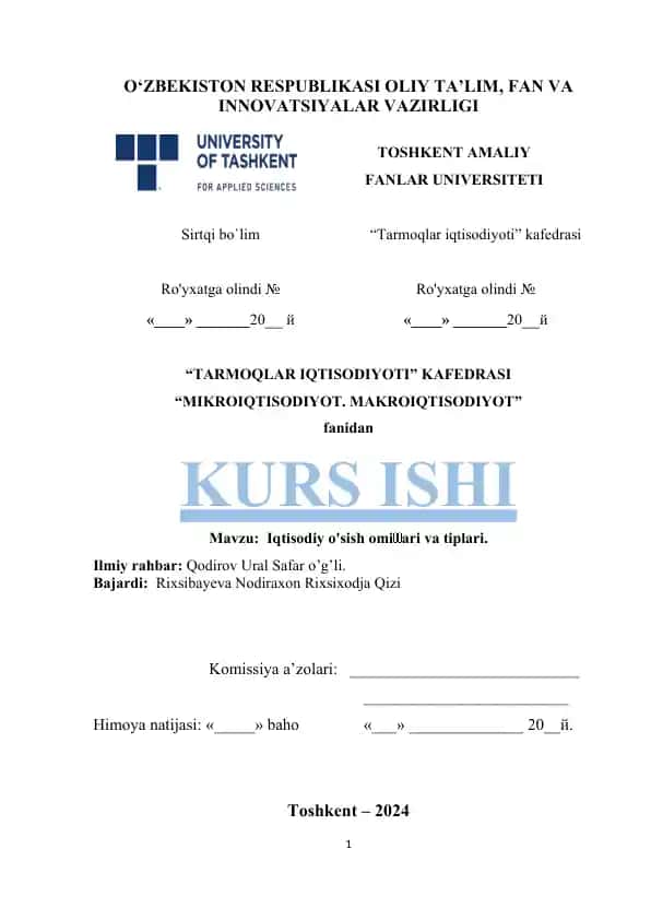 Mikro-iqtisodiyot va Makro-iqtisodiyot kurs ishi