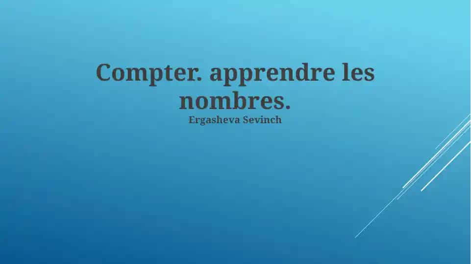 Compter. apprendre les nombres