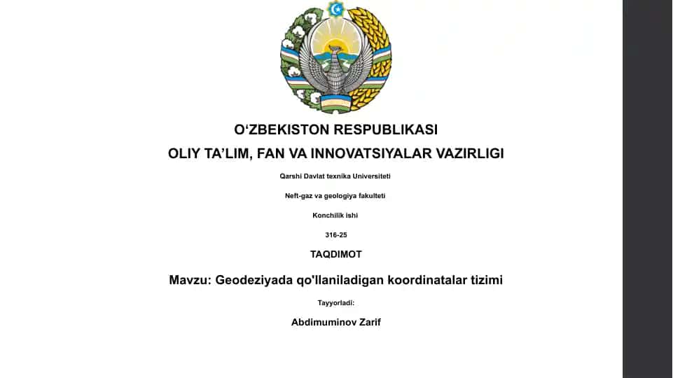 Geodeziyada qo'llaniladigan koordinatalar tizimi