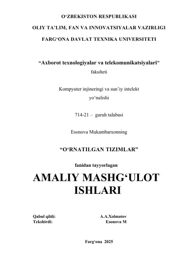 O‘RNATILGAN TIZIMLAR