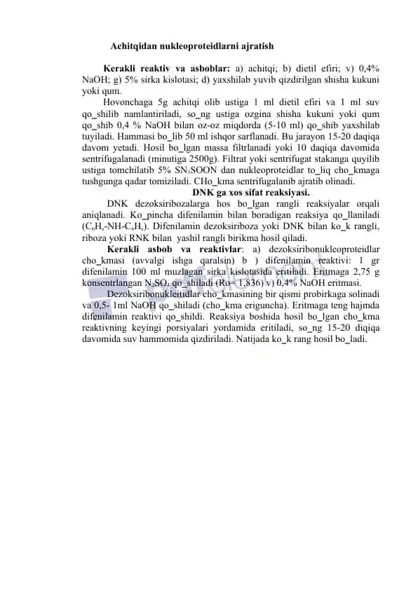 Achitqidagi nukleoproteidlarni ajratish