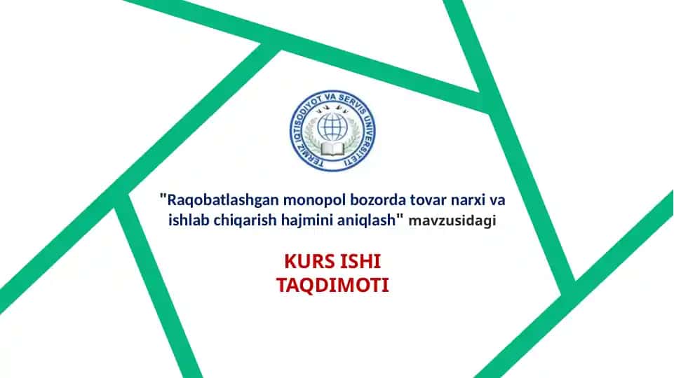 Raqobatlashgan monopol bozorda tovar narxi va ishlab chiqarish hajmini aniqlash