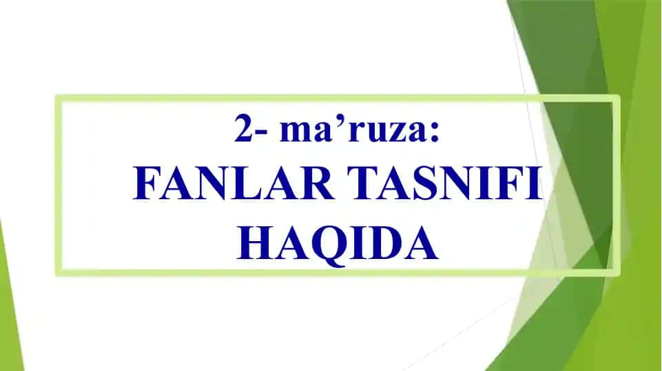 Fanlar tasnifi haqida