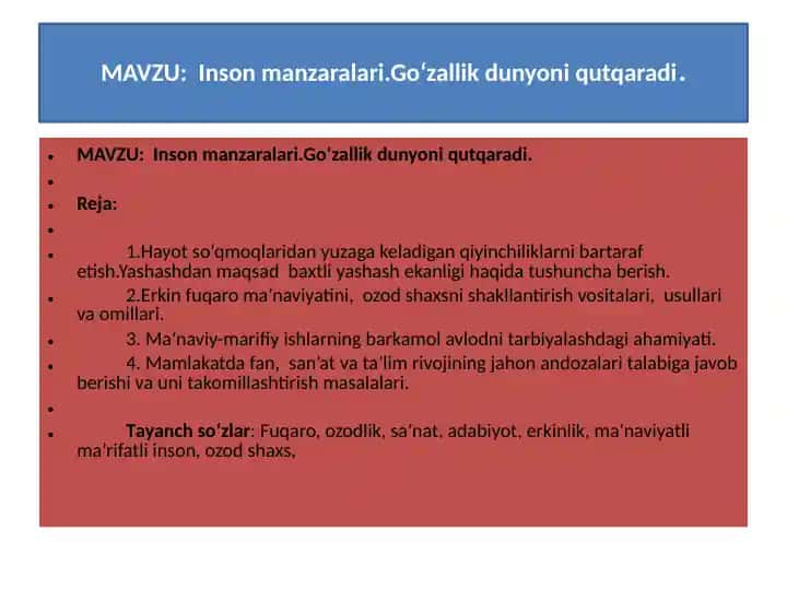 Insonmanzaralari: Go‘zallik Dunyoni Qutqaradi