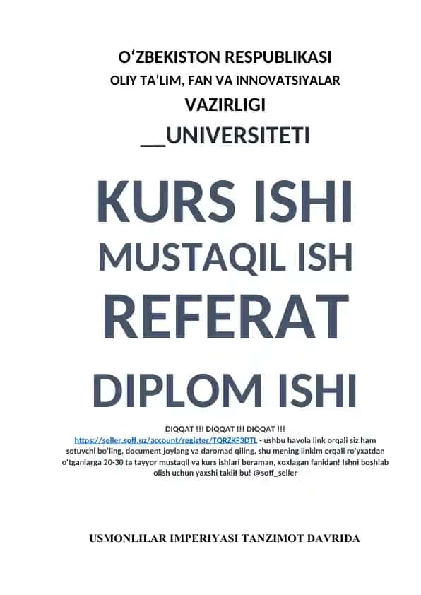 Usmonlilar imperiyasi Tanzimot davrida (kurs ishi)