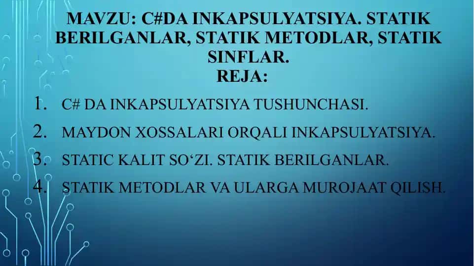 C#da inkapsulyatsiya