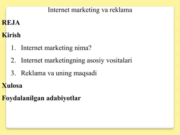 Internet marketing va reklama