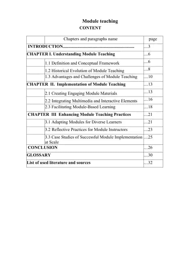 Module teaching