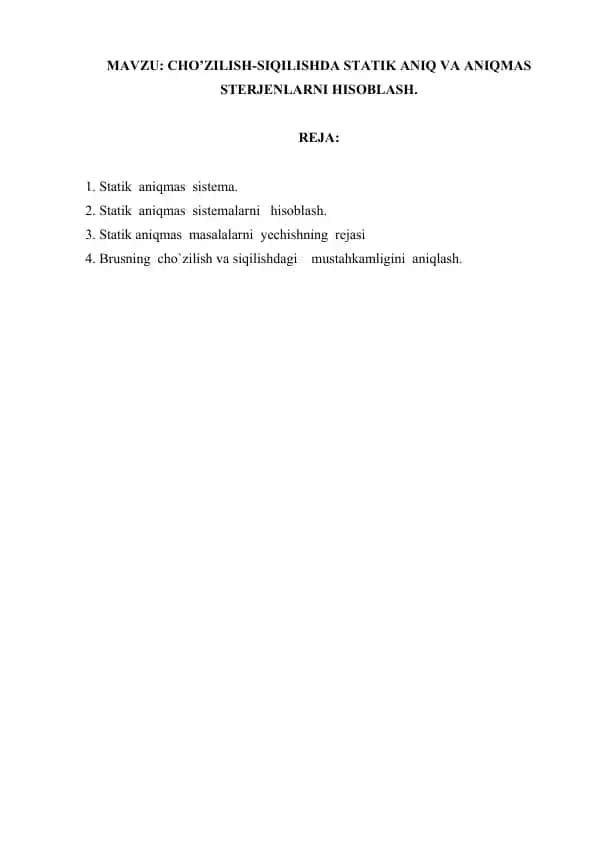 Statik Aniqmas Masalalar