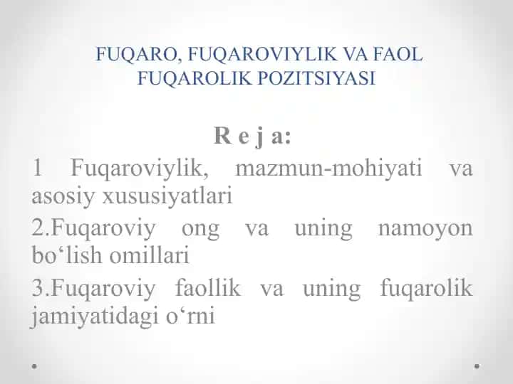 FUQARO, FUQAROVIYLIK VA FAOL FUQAROLIK POZITSIYASI