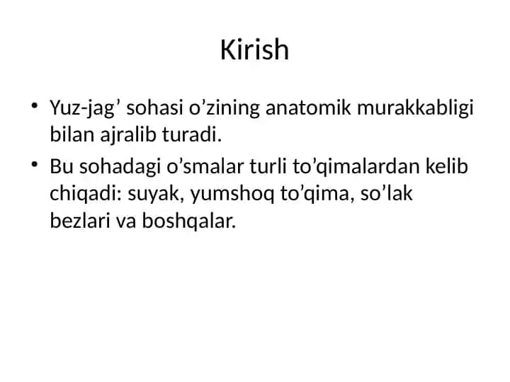 yuz jagʻ oʻsmalari