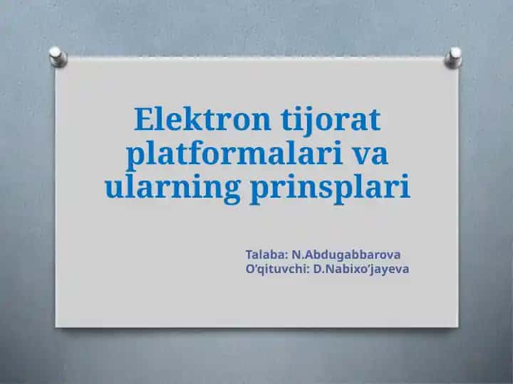 Elektrontijorat platformalari va ularning prinsiplari