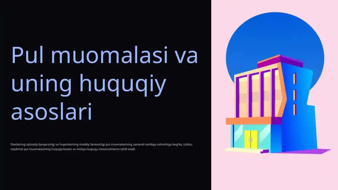 Pul muomalasi va uning huquqiy asoslari