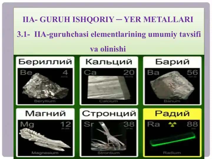 IIA-guruh ish-qoriy-yer metallari