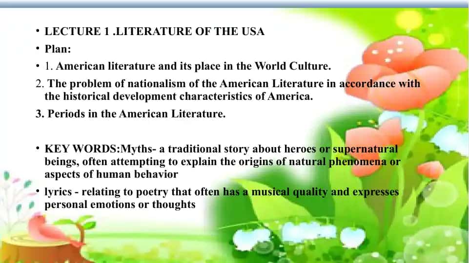 LECTURE 1.LITERATURE OF THE USA