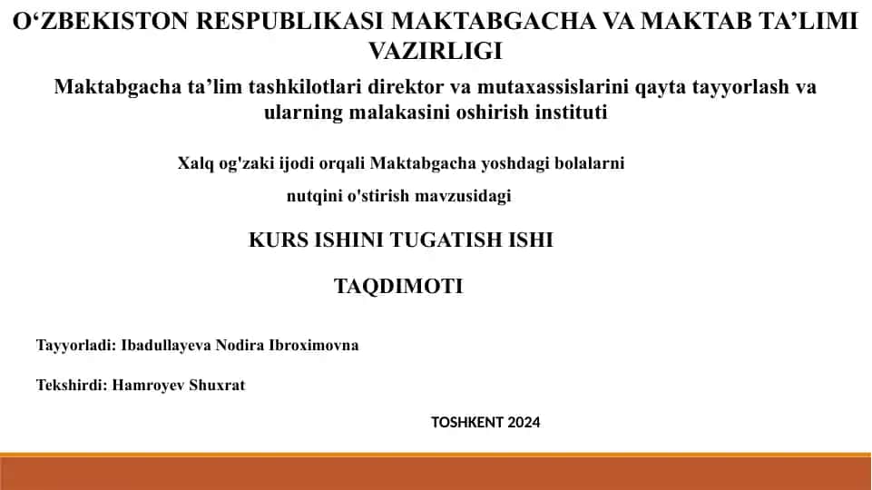 Maktabgacha Ta'limni O'stirish