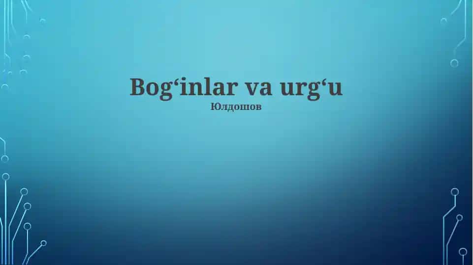 Bo'g'inlar va urgʻu