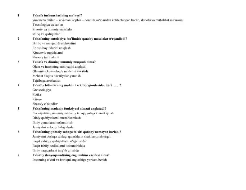 Falsafa tushunchasining ma’nosi?