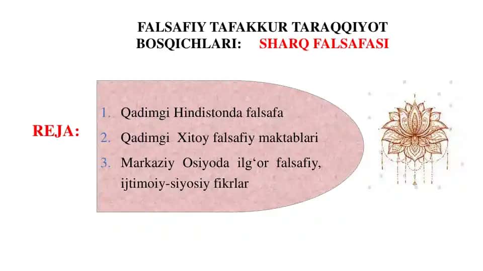 Falsafiy Tafaqqur Taraqqiyot Bosqichlari: Sharq falsafasi