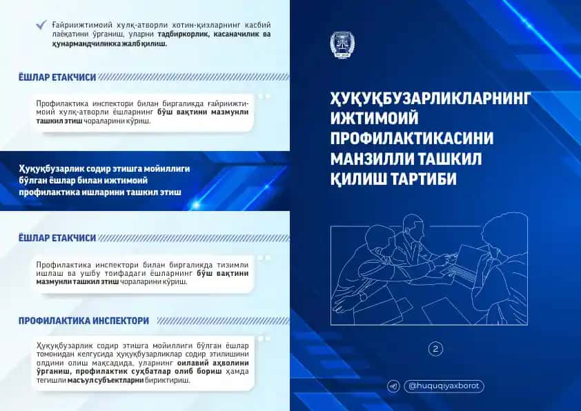 Ҳуқуқбузарликларнинг ижтимоий профилактикасини манзилли ташкил қилиш тартиби