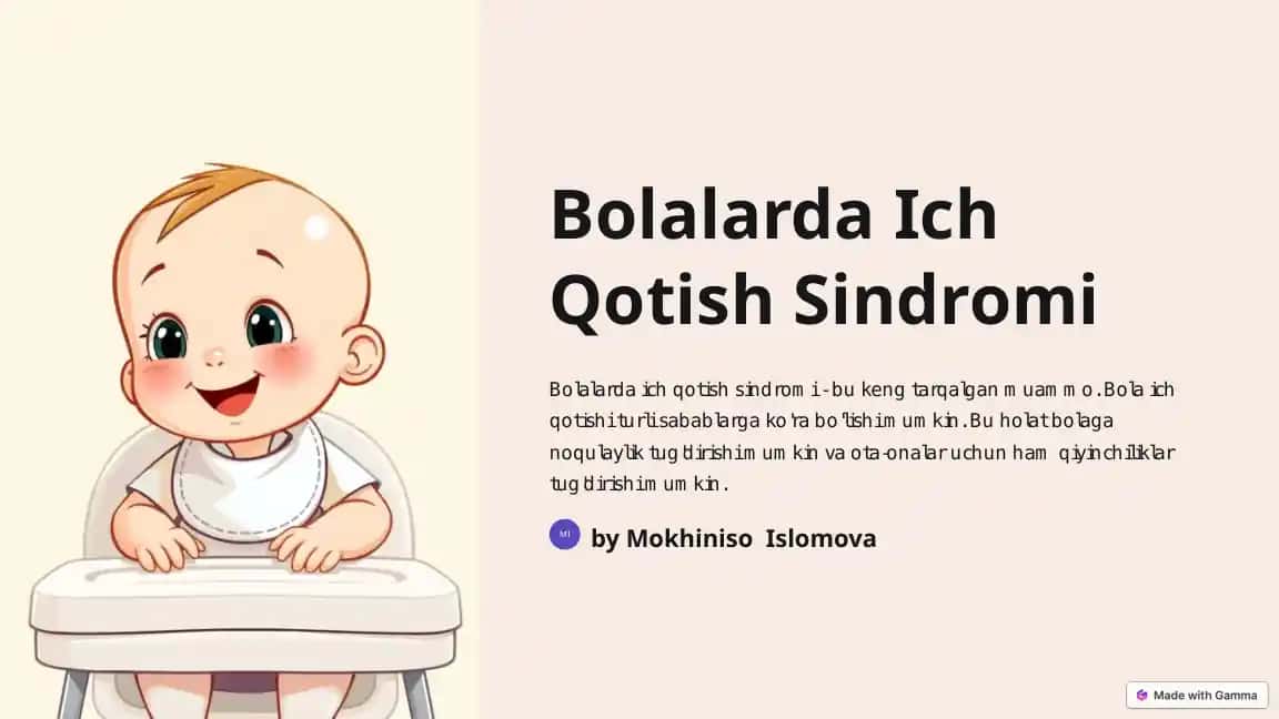 Bolalarda Ich Qotish Sindromi