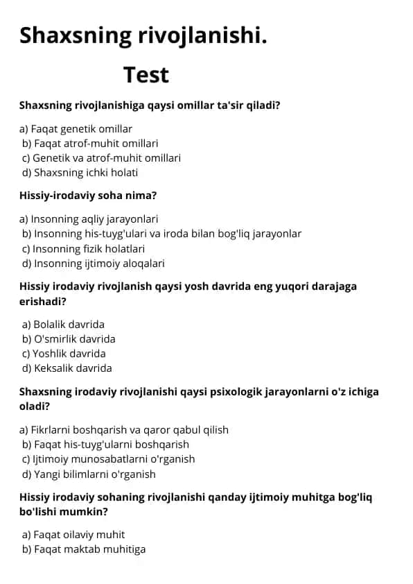 Shaxsning rivojlanishi