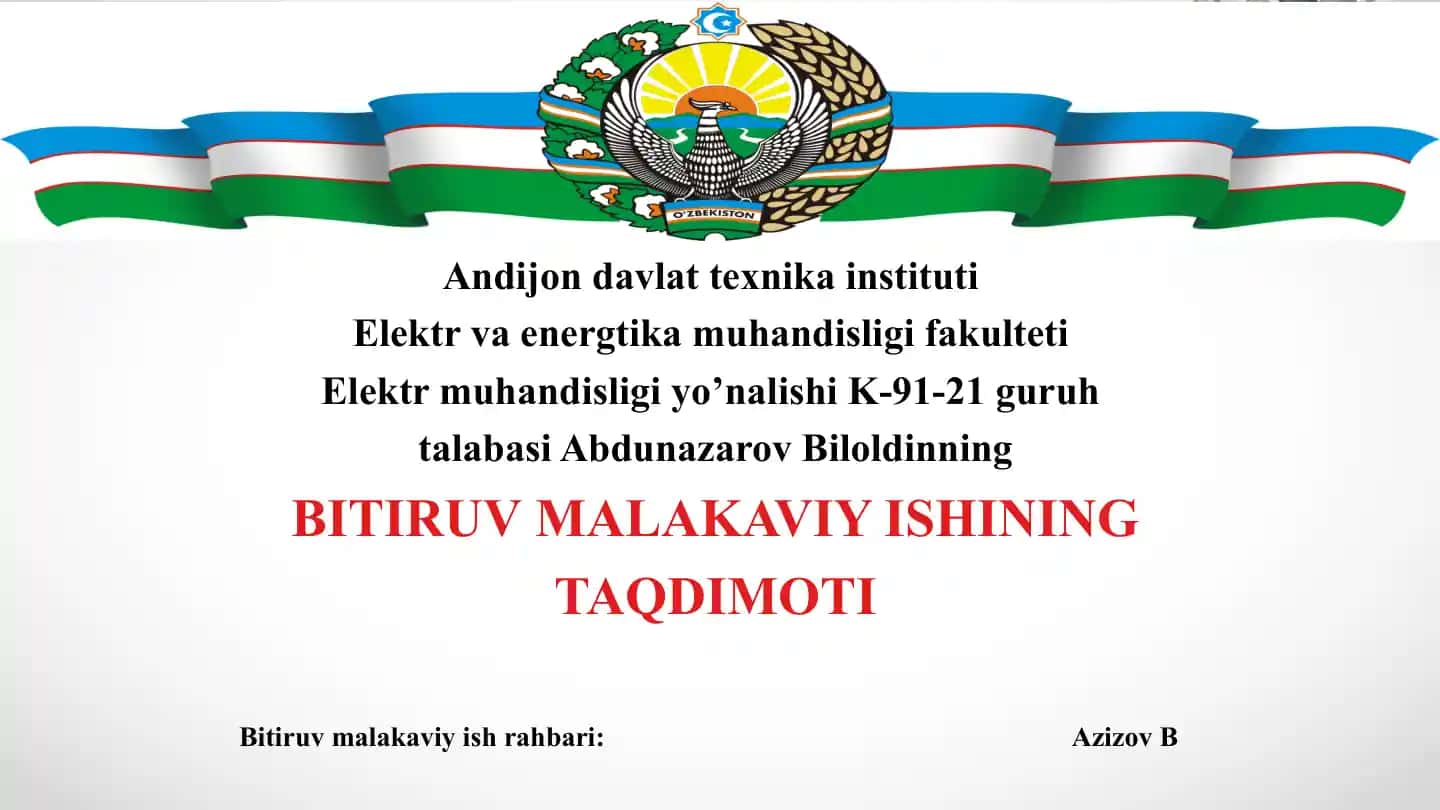 Uz Dong yang Co qo’shma korxonasidagi konveyerning energiya tejamkor elektr yuritmasini takomillashtirish