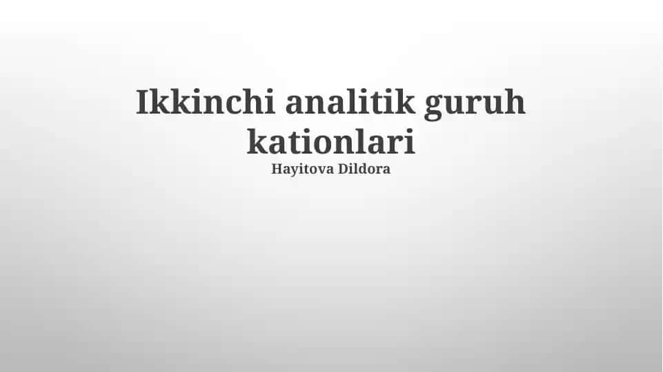 Ikkinchi analitik guruh kationlari