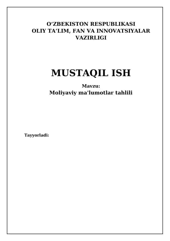 Moliyaviy ma'lumotlar tahlili