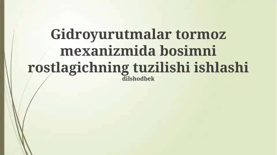 Gidroyurutmalar tormoz mexanizmida bosim regulyatori