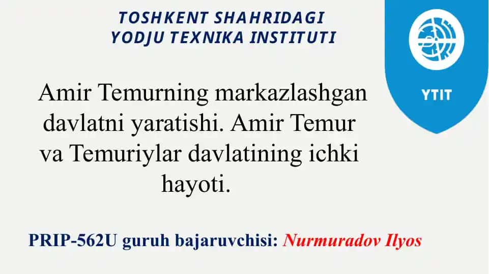 Amir Temur haqida maqola